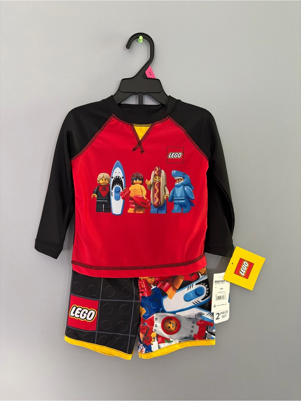 LEGO Red and Black Kids' Swim Set - Minifigure Print